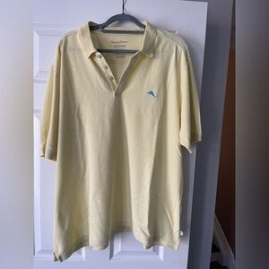 Tommy Bahama Pale Yellow Polo with Teal Dolphin Logo
